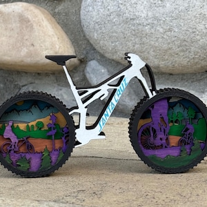 Réplica de bicicleta de montaña personalizada: obra de arte hecha a mano y pintada a mano, regalo de bicicleta de montaña, réplica de bicicleta de montaña, regalo de ciclismo, regalo de MTB