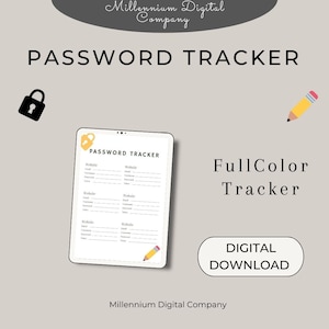 Minimal Password Tracker Printable & Fillable | Password Keeper | Password Log |  A4 Size Instant Download Pdf