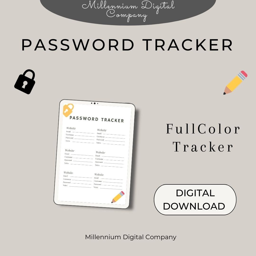 Minimal Password Tracker Printable & Fillable | Password Keeper ...
