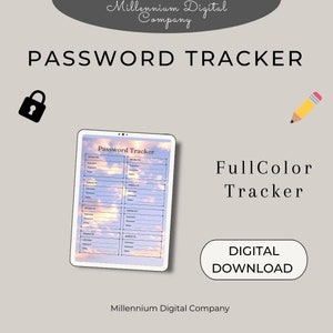 Password Tracker Printable & Fillable | Password Keeper | Password Log |  A4 Size Instant Download Pdf | Printable Simple Password Tracker
