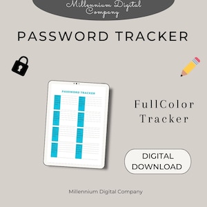 Simple Flat Password Tracker Printable & Fillable | Password Keeper | Password Log |  A4 Size Instant Download | Printable Password Tracker