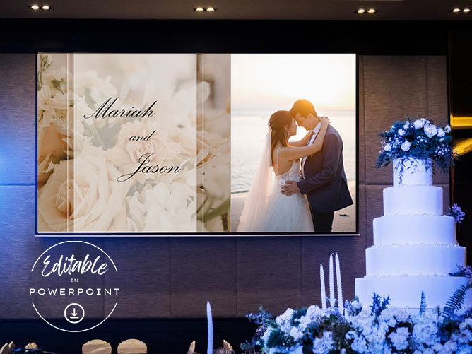 Wedding Slideshow Powerpoint Template, Instant Download Editable ...