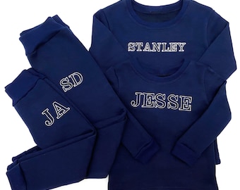 Personalised - Handmade and Embroidered  Fleece Lined Tracksuit - Sweatshirt set - Kids Personalised Loungewear