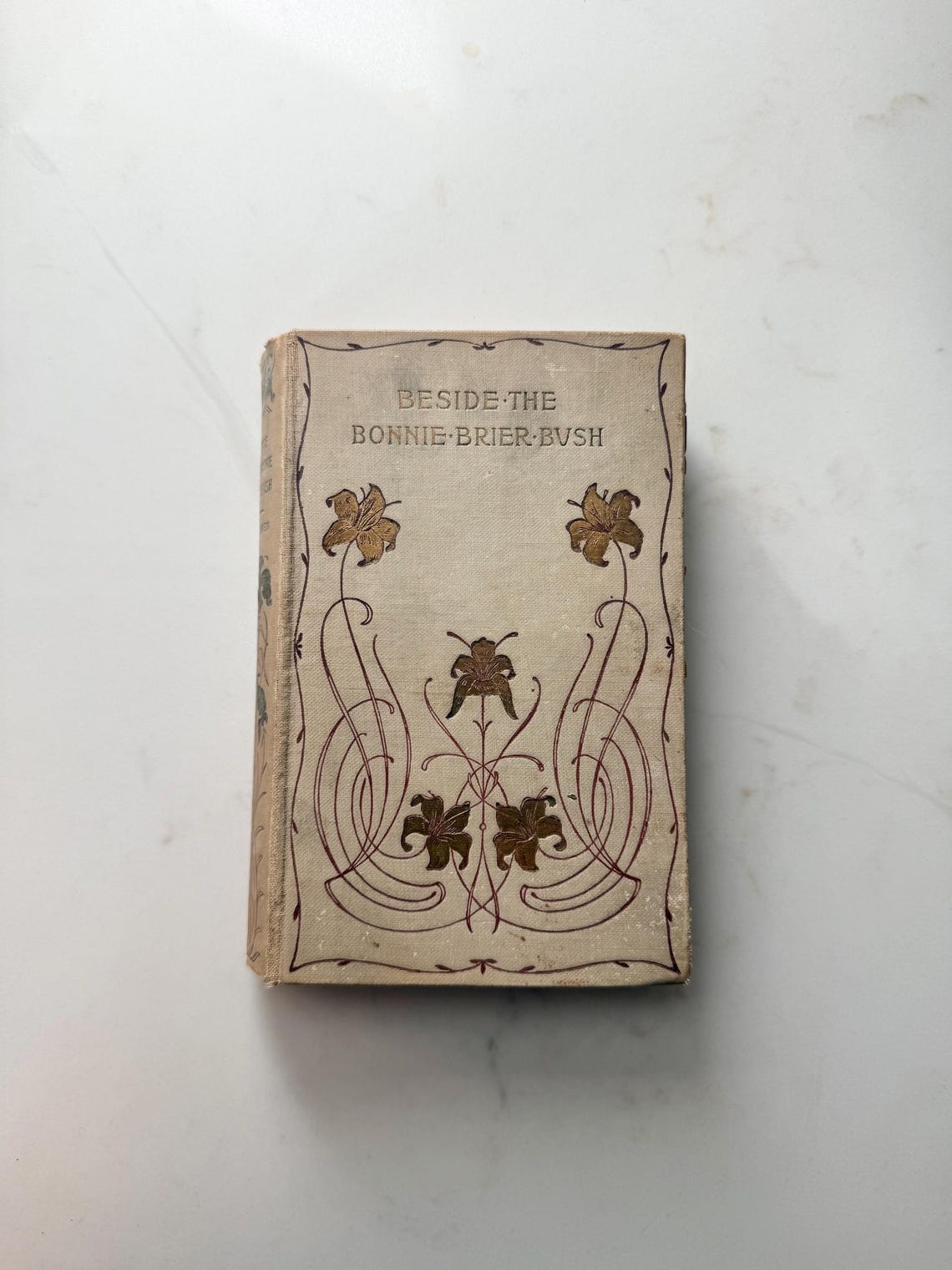Antique Beside the Bonnie Brier Bush Hardcover Book, Late 1800s Vintage Book, Decorative Book Cover, Victorian Era Book, photo 1 of 5