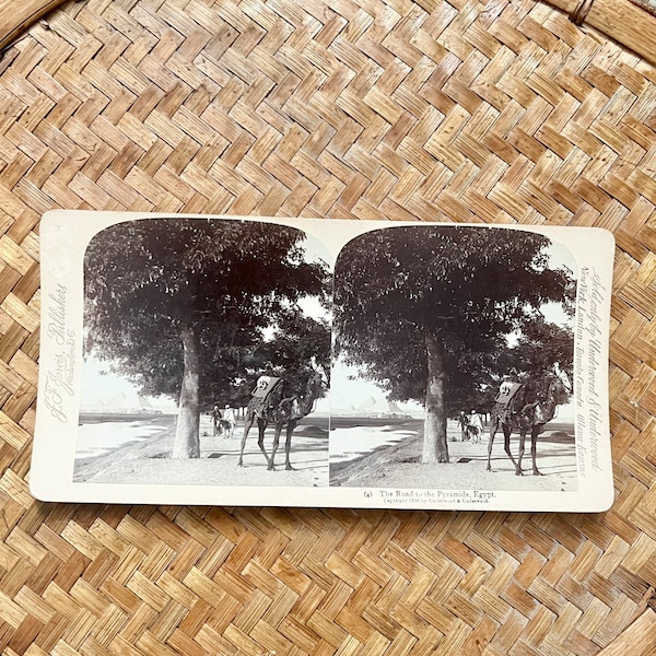 Antique 1896 Stereoview Card ‘The Road to the Pyramids, Egypt’