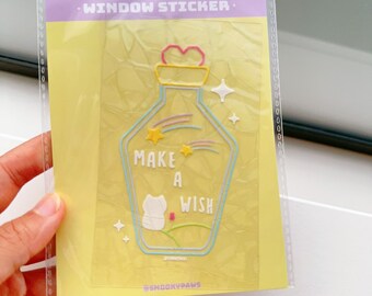 Wish Bottle | Cute Cat Sun Catcher | Window Decals, Rainbow Suncatcher, Rainbow Maker, Catcher the Rainbow