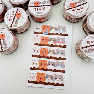 Meow | Japanese Washi Tape | Cat Washi | Cat Lover Gift | Scrapbooking, Journal Washi Tape, Planner, Decal Masking Tape