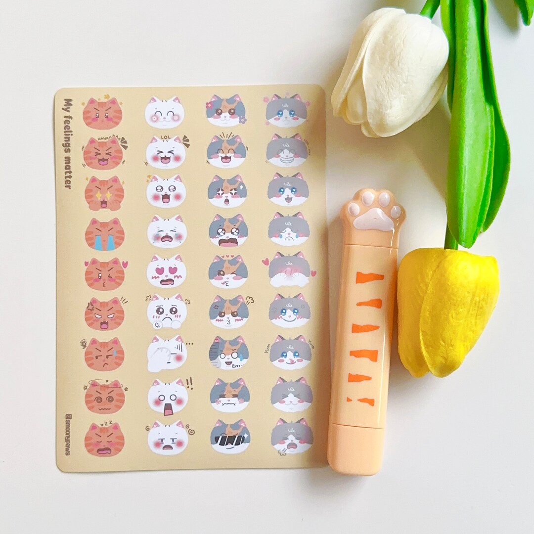 Emoji | Cute Cat Sticker Sheet | Bullet Journal, Planner, Scrapbook ...