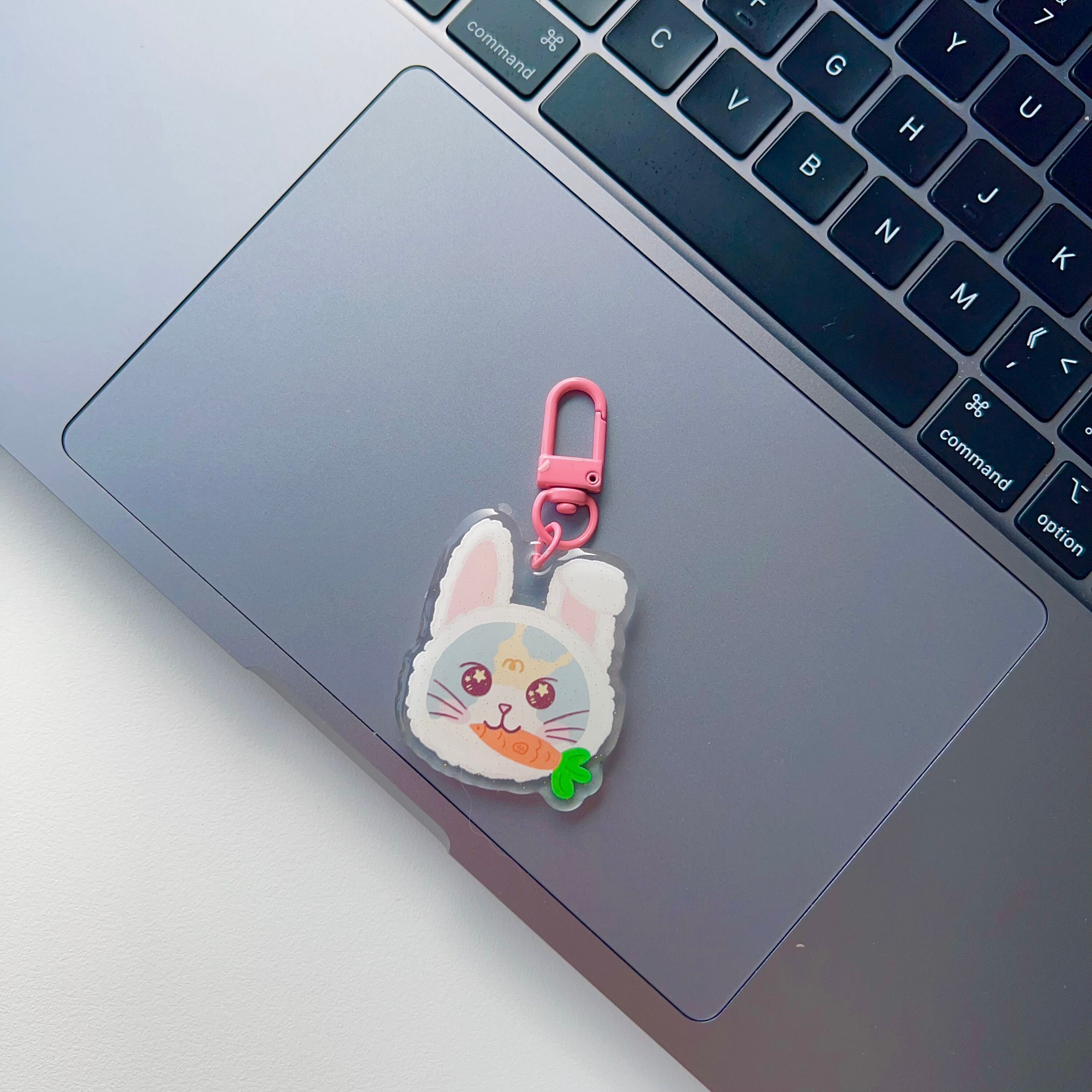 Rabbit Glitter Acrylic Keychain | Cute Decor - Etsy