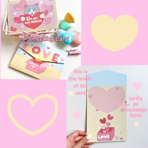 U R My Favourite Human -  Cat Envelope Shaped Greeting Card  |  Animal Greeting Card | Different design prints on both sides