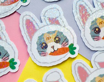 Rabbit | Cute Cat Sticker Flake | Laptop, Water Bottle Decal, Bullet Journal, Scrapbook, Planners, Animal Sticker
