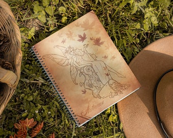 The Autumn Faery - Spiral Notebook Ruled Line Paper 6x8 in. Hand-drawn illustration, Fall Fairy. Thanksgiving Gift, Prosperity, Abundance.