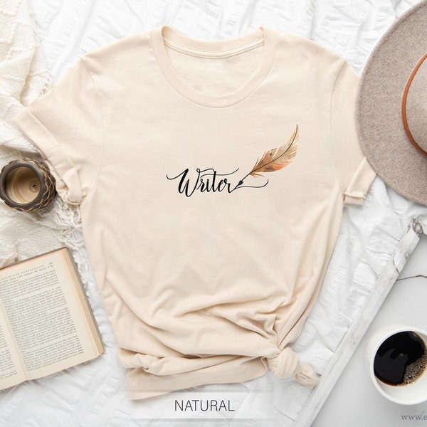 Customized T-Shirt, Writer T-Shirt, NaNoWriMo Shirt, Author Shirt, Novel Writing, Novelist Shirt, Feather Pen, Gift for Writers, Unisex