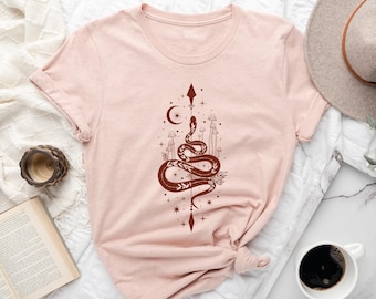 Customized Mystic Snake Shirt, Mushrooms T-Shirt, Cottagecore Aesthetic, Dark Academia, Moon and Stars Shirt, Nature Lover, Unisex