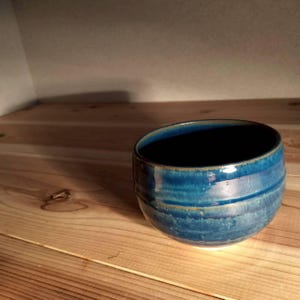 Blue Seto Matcha Tea Bowl by Norio Otsu | Japanese Studio Pottery with Signed Box (1995)