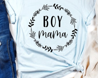 Boy Mama Short Sleeve Tee - Boy Mama Wreath - Boho Mama Shirt