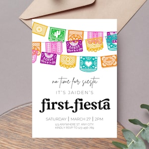 First Fiesta 1st Birthday Invitation Template Editable Birthday Theme Canva Instant Digital Printable Download Mexican Taco Party