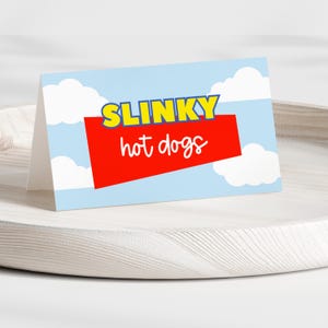 Toy Story Folding Tent Food Sign Template Birthday Theme Editable Digital Canva Instant Printable Download Pixar Woody Buzz Buffet Label