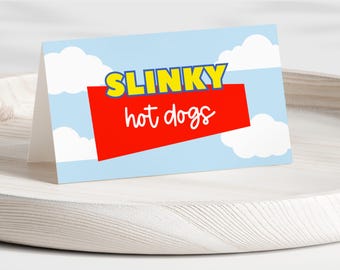 Toy Story Folding Tent Food Sign Template Birthday Theme Editable Digital Canva Instant Printable Download Pixar Woody Buzz Buffet Label