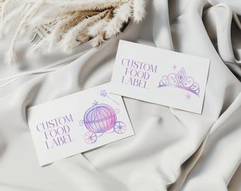 Princess Birthday ANY AGE Tent Food Sign Template Editable Girl Theme Digital Instant Canva Printable Download Tiara 1st 2nd 3rd 4th 5th