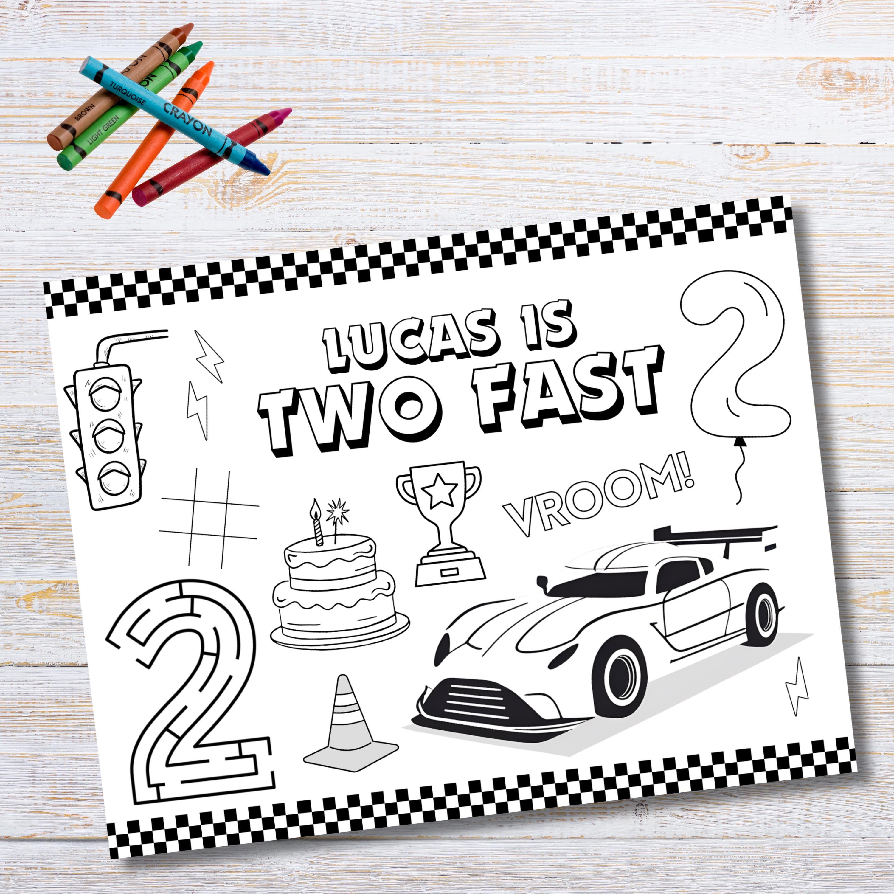 Two Cars Racing Coloring Page Two Fast Race Car Activity Coloring Page Template Editable Truck Racing ...