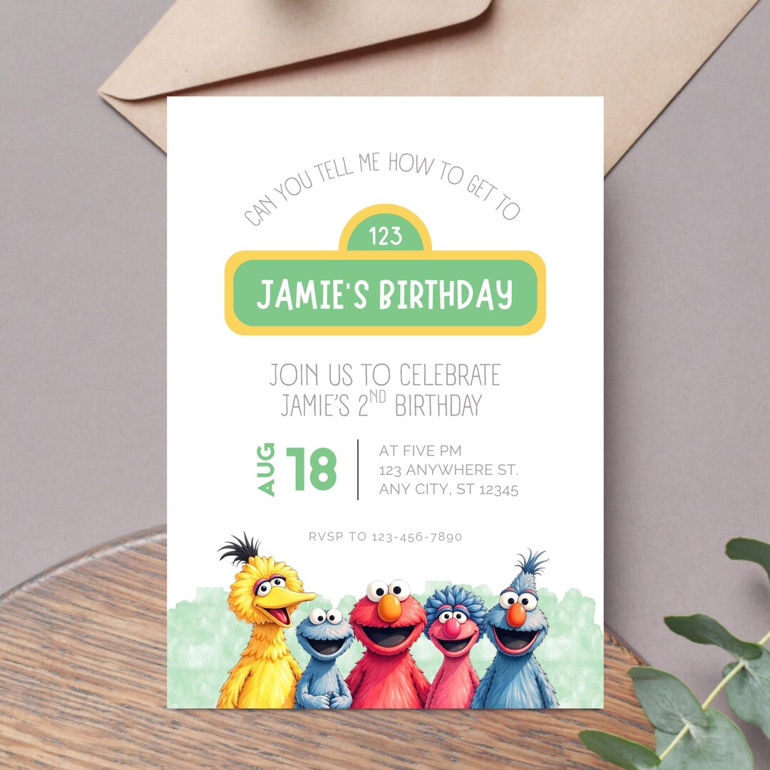 Sesame Street Invitation Template | Birthday Theme | Digital Canva ...