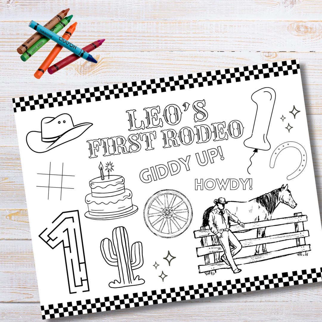 First Rodeo Activity Page First Rodeo Birthday Activity Coloring Page Template | Editable Boy 1st ...