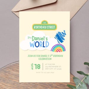 Sesame St World Invitation Template | Birthday Theme | Digital Canva Instant Printable | Elmo Boy Party Theme