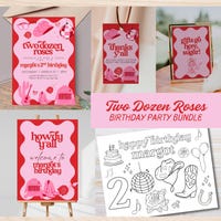Two Dozen Roses Cowgirl 2nd Birthday Party Bundle Template Editable ...