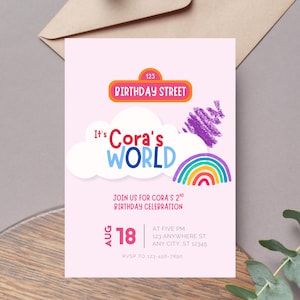 Modèle d'Invitation du monde sésame St | Thème d'anniversaire | Impression instantanée sur toile numérique | Thème de fête Elmo Girl