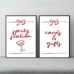Plantilla de letreros de fiesta italianos dibujados a mano, descarga digital editable e imprimible en Canva, tarjetas para estaciones de Spritz, regalos, comida y bebida.