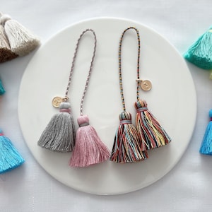 9 colors | Initial tassel purse charm, home decor tassels, bag swag, tassel bag charm keychain, custom birthday gift for her, Tassel for bag