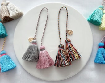 9 colors | Initial tassel purse charm, home decor tassels, tassel bag charm keychain, custom birthday gift for her, cute Tassel for bag
