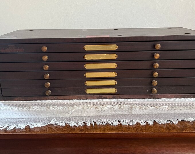 Vintage Midcentury Metal Watchmaker's 6 Drawers, C&E Marshall