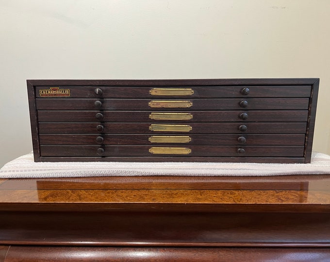 Vintage Midcentury Metal Watchmaker's 6 Drawers, C&E Marshall