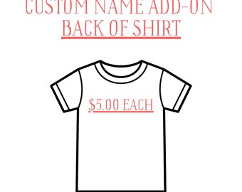 Servicio de personalización de la parte posterior de la camiseta (nombre personalizado)