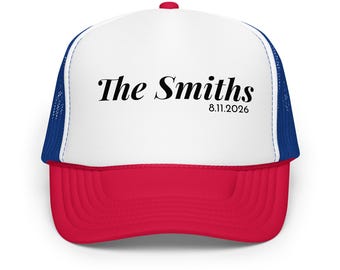 Gorra de camionero personalizada para boda / Apellido personalizado Est. 2026 (Regalo para la novia)