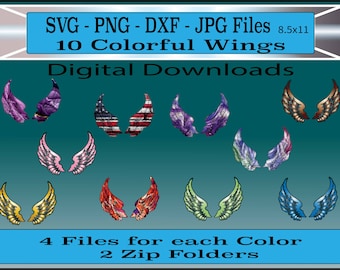 Alas de ángel - SVG/Cut Files - Alas de ángel en 10 colores diferentes