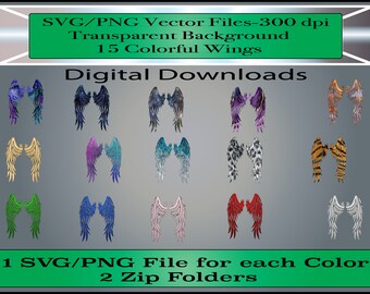 Angel Wings Clipart - SVG/Cut Files - Angel Wings en 15 colores diferentes