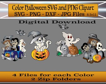SVG - PNG - jpg - dxf Files - Colorido Clipart de Halloween - Halloween PNGs - Halloween SVGs