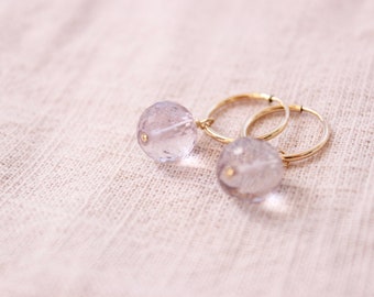 14K Gold Filled Hoop Earrings | Natural Amethyst Earrings | Bridesmaid Gifts | Gift For Her | Gift For Mom | Feb Birthstone