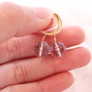 14K Gold Filled Hoop Earrings Natural Amethyst Earrings Bridesmaid Gifts Gift For Her Gift For Mom Feb Birthstone image 3