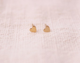 14K Gold Filled Heart Stud Earrings | Minimal Stacked Earrings | Birthday Gift | Gift For Her