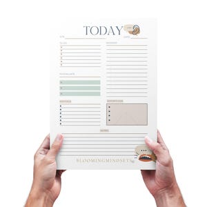 May include: A printable daily planner with the words "TODAY" in large letters at the top. The planner has sections for "To Do", "Sessions", "To Evaluate", "Meetings", "Reports Due", and "Notes". The planner also has a small illustration of a brain with a speech bubble.