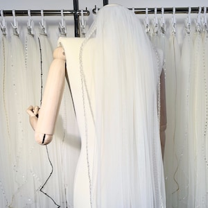 beaded wedding veil, beaded ivory bridal veil, beaded bridal veil, beaded bridal veil