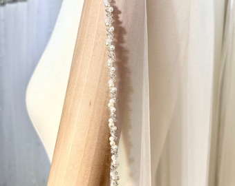 Beaded Wedding Veil, Beaded Ivory Bridal Veil