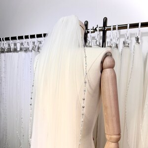 Beaded Wedding Veil, Single Tier Veil,Crystal Bridal Veil,Wedding Veil