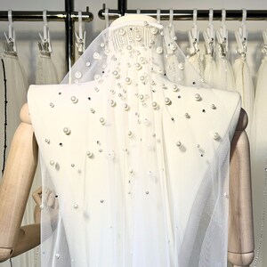 pearl wedding veil, wedding veil,Beaded Wedding Veil, pearl veil