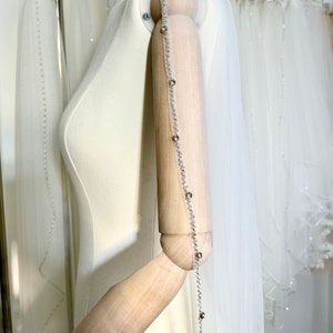 wedding veil, beaded bridal veil, beaded veil,one tier veil,Bridal Veil, Long Wedding Veil, Ivory Veil
