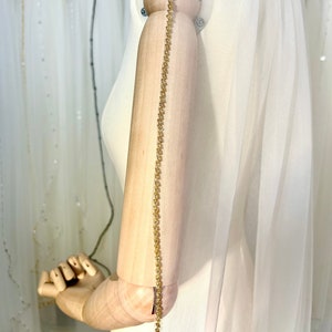 Wedding veil,  ivory veil, gold beaded veil, cathedral veil,Fingertip Veil, Elbow Veil,